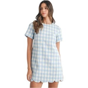 Mable gingham scolloped dress